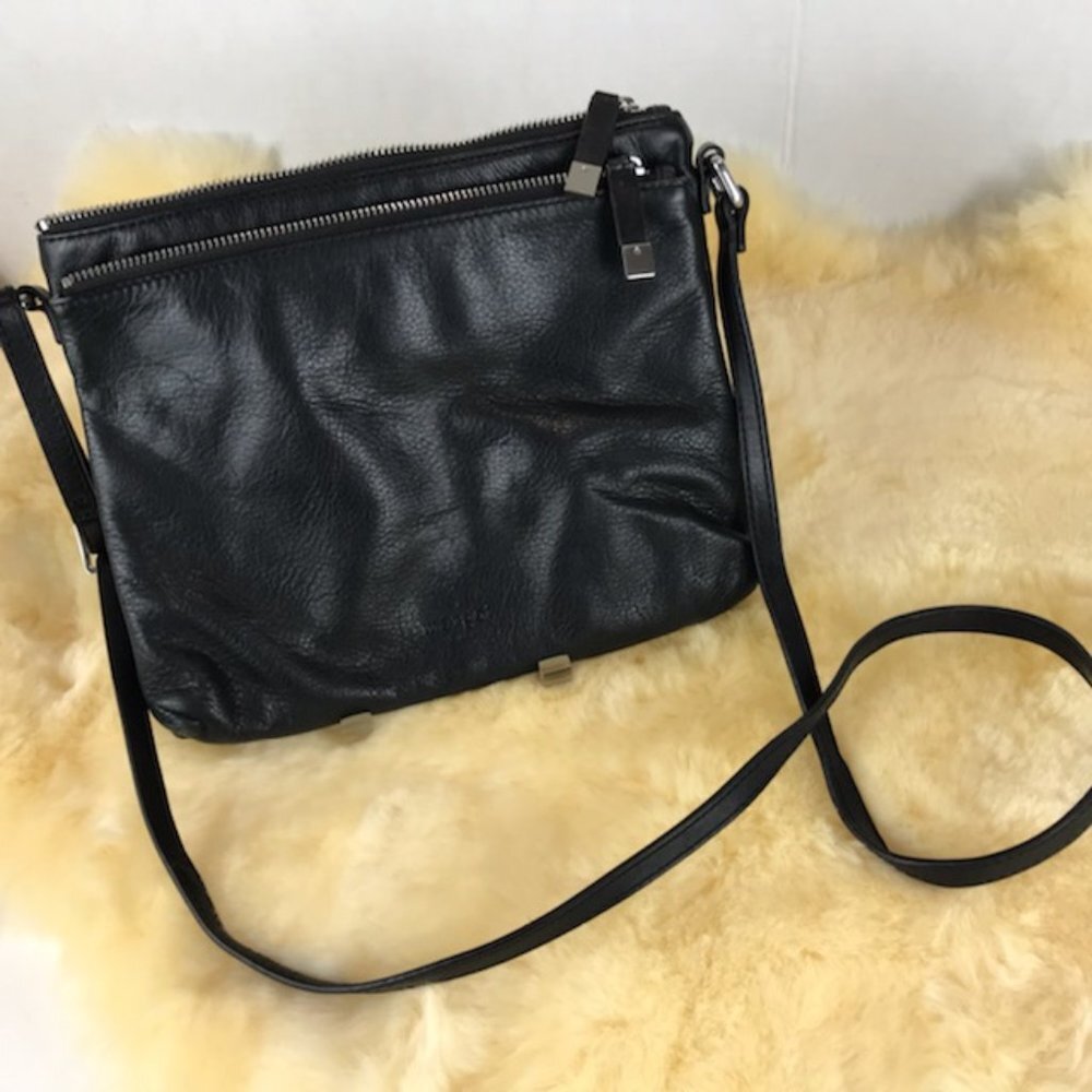Black pebbled leather Margot Crossbody Bag